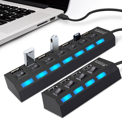 Micro USB Hub 2.0 Multi USB Port 4/7 Ports Hub USB High Speed Hab With on/off Switch USB Splitter For PC Computer Accessories