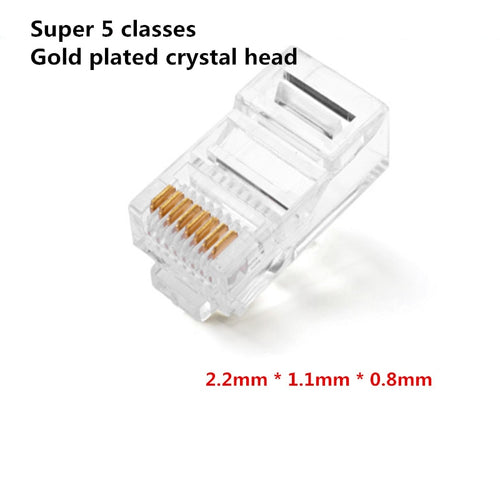 100PCS Crystal 8Pin RJ45 Modular Plug Rj-45 Network Cable Connector Adapter for Cat5 Cat5e Cat6 Rj 45 Ethernet Cable Plugs Heads