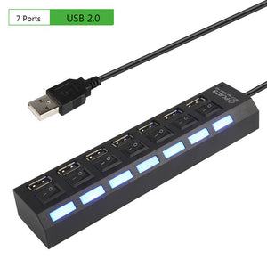 USB 3.0 HUB 2.0 HUB Multi USB Splitter 4/7 Port Expander Multiple USB 3 Hab with Power Adapter USB3.0 Hub with Switch For PC
